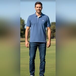 Gray Goose Collection Logo Blue Ahead Soft Cotton Polo Shirt Mens Medium